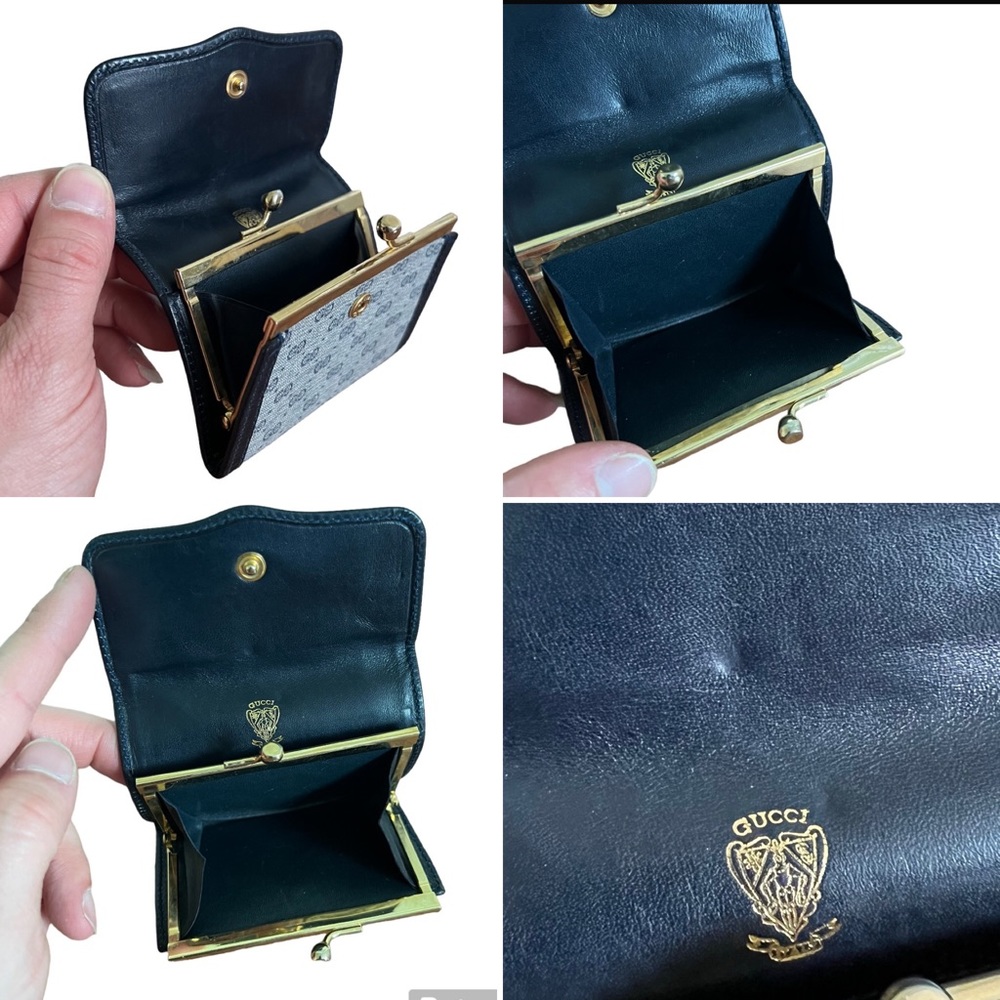 Gucci • 3pc Set Authentic Vintage Navy Blue Micro GG Handbag Purse Pouch Wallet - Picture 16 of 16